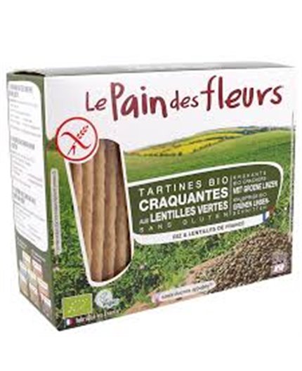 Knuspriges Blumenbrot mit grünen Bio-Linsen Knuspriges Blumenbrot mit grünen Bio-Linsen