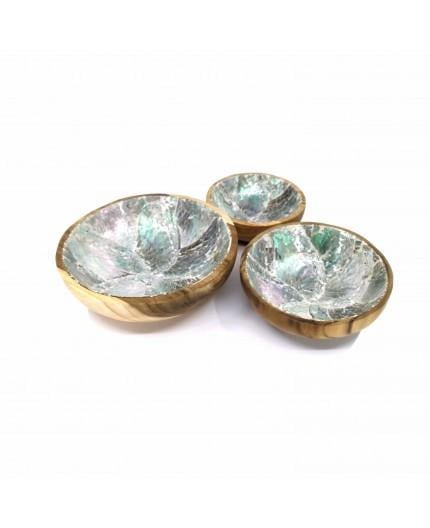 Pack 3 Decorative Bowls Shell of Nacre and Teak