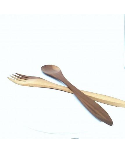 Pacchetto forchetta + cucchiaio in legno