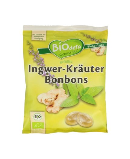 Caramelle biologiche allo zenzero e alle erbe