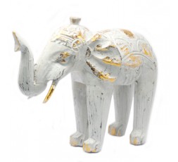 Elefante Tallado En Madera - Oro Blanco