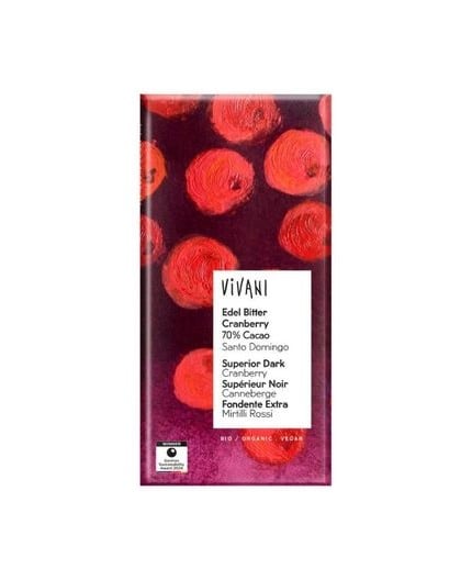 Chocolate Negro Superior Bio 70% con trocitos de arándanos